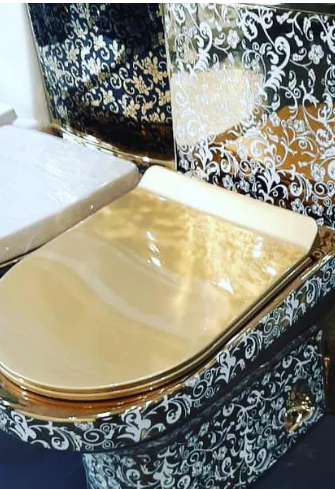 توالت فرنگی سفید طلایی ایرانی